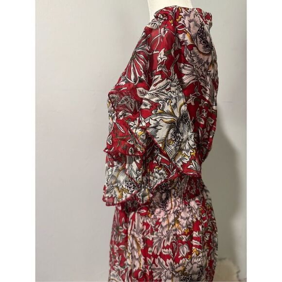 Le Ragazze made in Italy red floral print maxi dress L - Picture 6 of 9